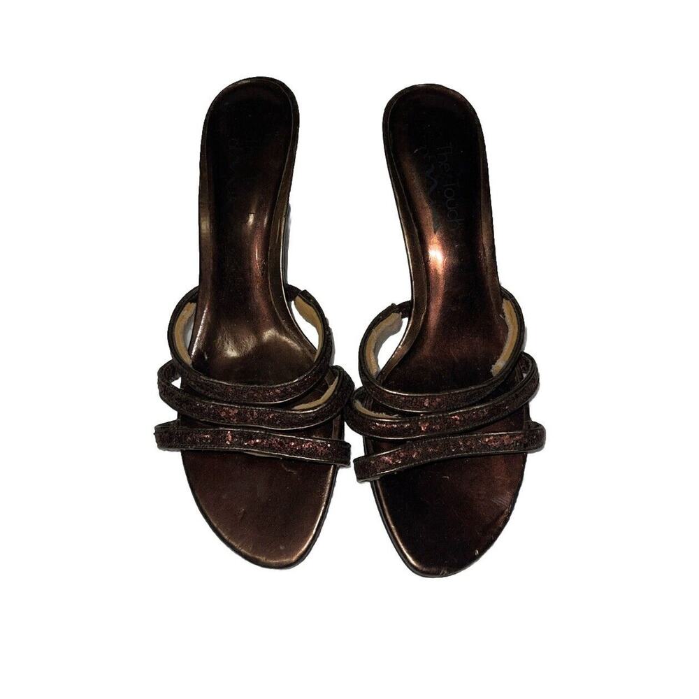 The Touch Of Nina Bronze Peep Toe Pump With Glitter SIZE 8M Vibrant